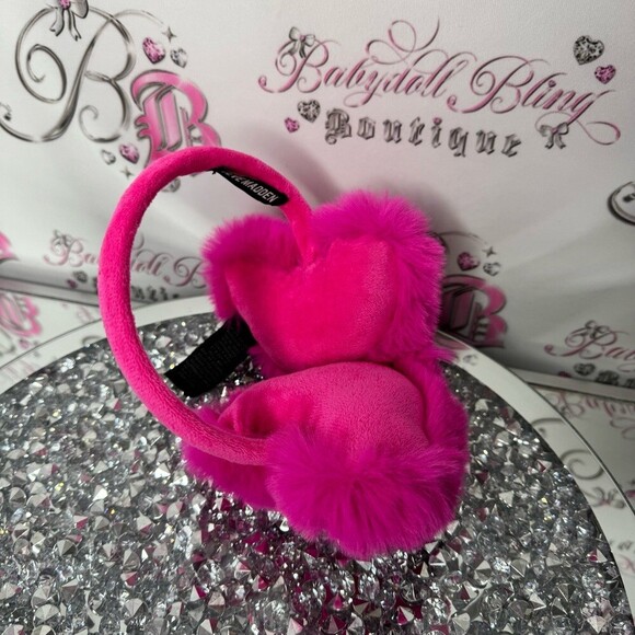 Steve Madden heart ear muffs Pink Furry Earmuffs toque warmer headband outdoor main image 12